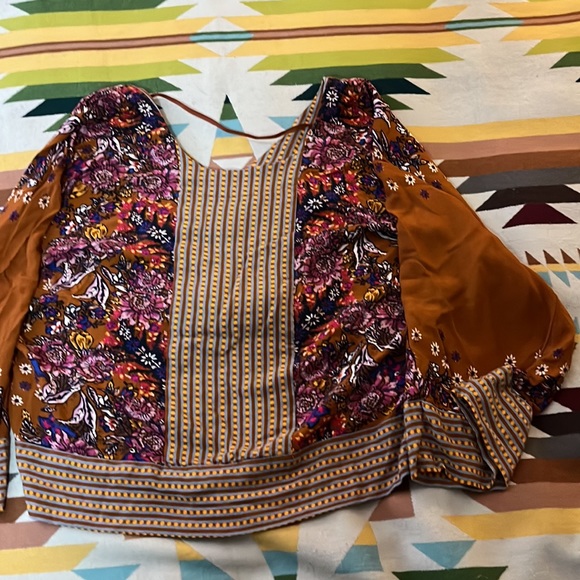 Free People boho hippie flowy floral hi-lo crop top - Picture 4 of 6